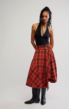 Load image into Gallery viewer, Free People Take Me Along Circle Skirt in Red/Black Combo