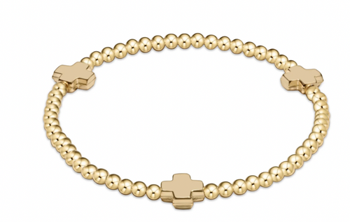 enewton Signature Cross Gold Pattern 3mm Bead Bracelet - Gold
