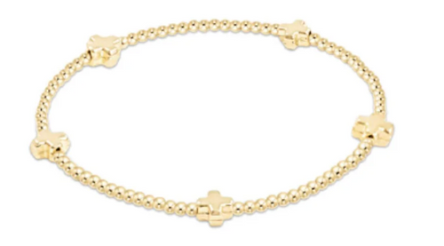 enewton Signature Cross Small Gold Pattern 2mm Bead Bracelet - Gold