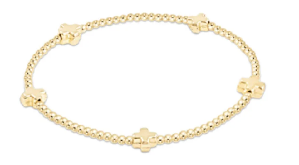 enewton Signature Cross Small Gold Pattern 2mm Bead Bracelet - Gold