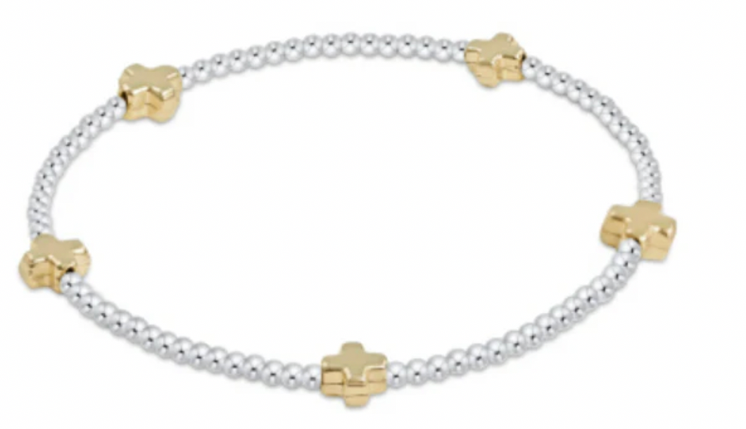 enewton Signature Cross Small Sterling Mixed Metal Pattern 2mm Bead Bracelet - Gold
