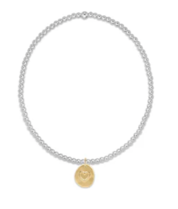 enewton - Classic Sterling Mixed Metal 2mm Bead Bracelet - Inspire Love Small Gold Charm