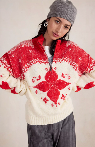 Free People Mythical Sweater / Vanilla Scarlet Combo