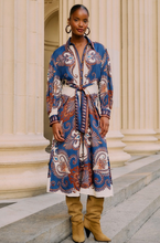 Load image into Gallery viewer, Farm Rio Arabesque Scarf Blue Midi