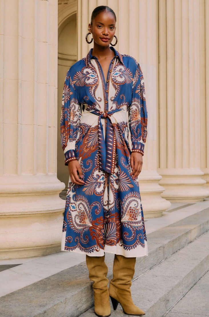 Farm Rio Arabesque Scarf Blue Midi