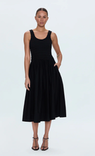 Load image into Gallery viewer, Pistola Alessia Smocked Drop Waist Dress in Noir