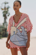 Load image into Gallery viewer, Farm Rio Navy Stripes Off-White  Mini Dress