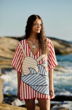 Load image into Gallery viewer, Farm Rio Navy Stripes Off-White  Mini Dress