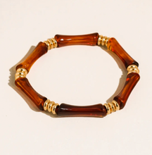 Load image into Gallery viewer, Flanerie Alun 18K Gold Non-Tarnish Bamboo Resin Bangle Set