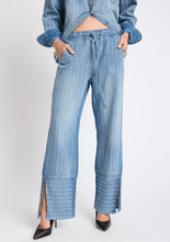 Load image into Gallery viewer, One Teaspoon Roadhouse Mid Waist Wide Leg Drawstring Denim Jeans - Blue Stripe