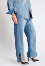 Load image into Gallery viewer, One Teaspoon Roadhouse Mid Waist Wide Leg Drawstring Denim Jeans - Blue Stripe