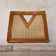 Load image into Gallery viewer, The Winding Road Brown Cane Weave Rattan Triangle Handbag