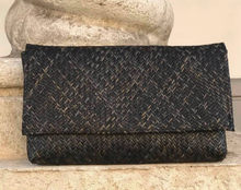 Load image into Gallery viewer, The Winding Road Rattan Clutch with Batik Print Lining - Black