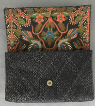 Load image into Gallery viewer, The Winding Road Rattan Clutch with Batik Print Lining - Black