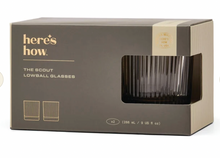 Load image into Gallery viewer, Here's How The Scout Lowball Glass - Smoke, Set of 2