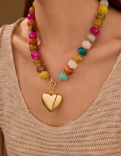 Load image into Gallery viewer, JLyn Multi Beaded Heart Charm Toggle Necklace