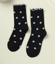 Load image into Gallery viewer, Jlyn Ruffled Polka Dot Crew Socks