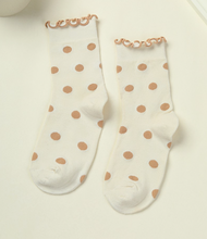 Load image into Gallery viewer, Jlyn Ruffled Polka Dot Crew Socks