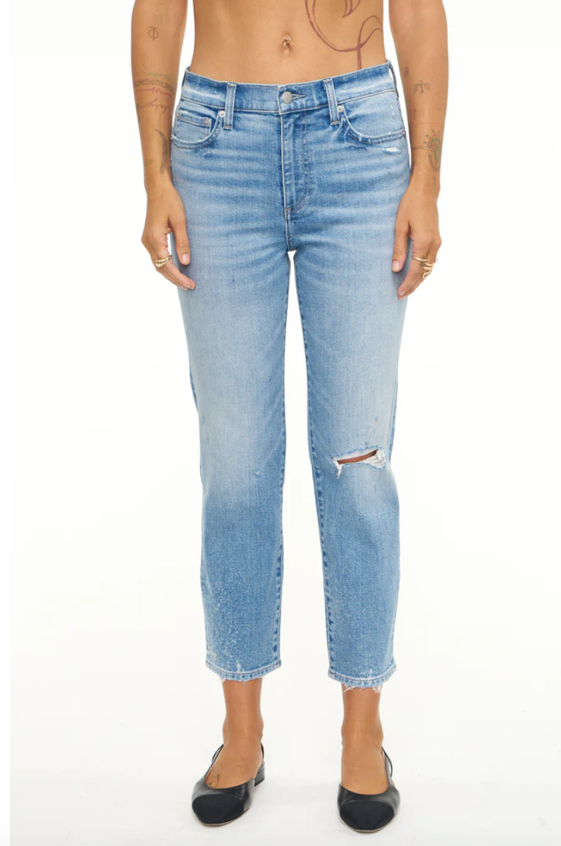 Pistola Monroe Crop High Rise Cigarette Crop in Splashed Distressed