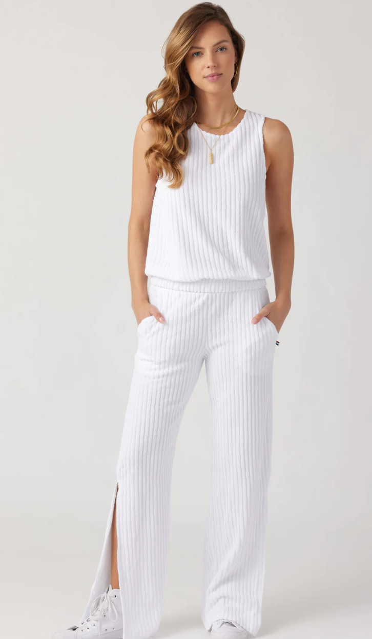 Sol Angeles Riviera Terry Slit Pant in White