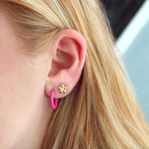Kris Nations Petite Palette Hoop Earrings - Magenta
