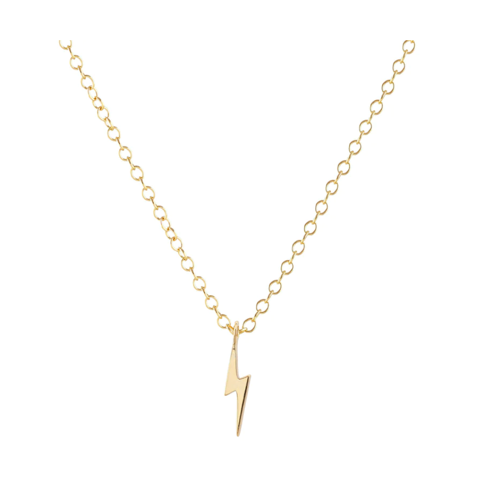 Kris Nations Lightning Bolt Charm Necklace in Gold