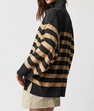 Load image into Gallery viewer, Free People Coastal Stripe Pullover in Carbon/Caramel