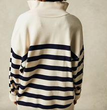 Load image into Gallery viewer, Free People Coastal Stripe Pullover in Ivory/Navy