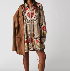 Free People Smell The Roses Mini Dress in Tea Combo - FINAL SALE