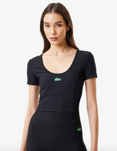 Load image into Gallery viewer, Lacoste x Bandier S/S Crop Top in Black - FINAL SALE