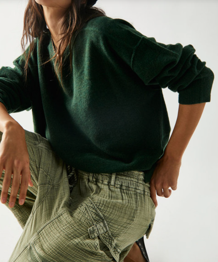Free People Luna Pullover in Forest Pine Heather
