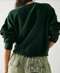 Free People Luna Pullover in Forest Pine Heather