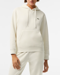 Lacoste x Bandier Loose Fit Cotton Blend Hoodie in White