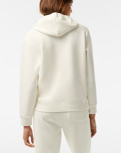 Lacoste x Bandier Loose Fit Cotton Blend Hoodie in White