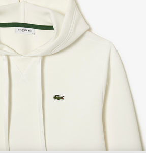 Lacoste x Bandier Loose Fit Cotton Blend Hoodie in White