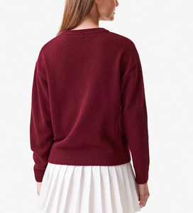 Lacoste x Bandier Contrast Crocodile Sweater in Bordeaux