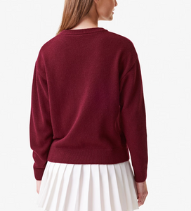 Lacoste x Bandier Contrast Crocodile Sweater in Bordeaux - FINAL SALE