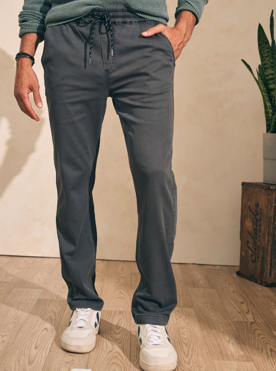 Faherty Essential Drawstring Pant in Washed Black