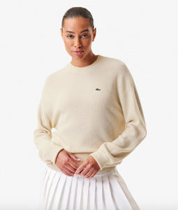 Lacoste x Bandier Crew Sweater in Ivory