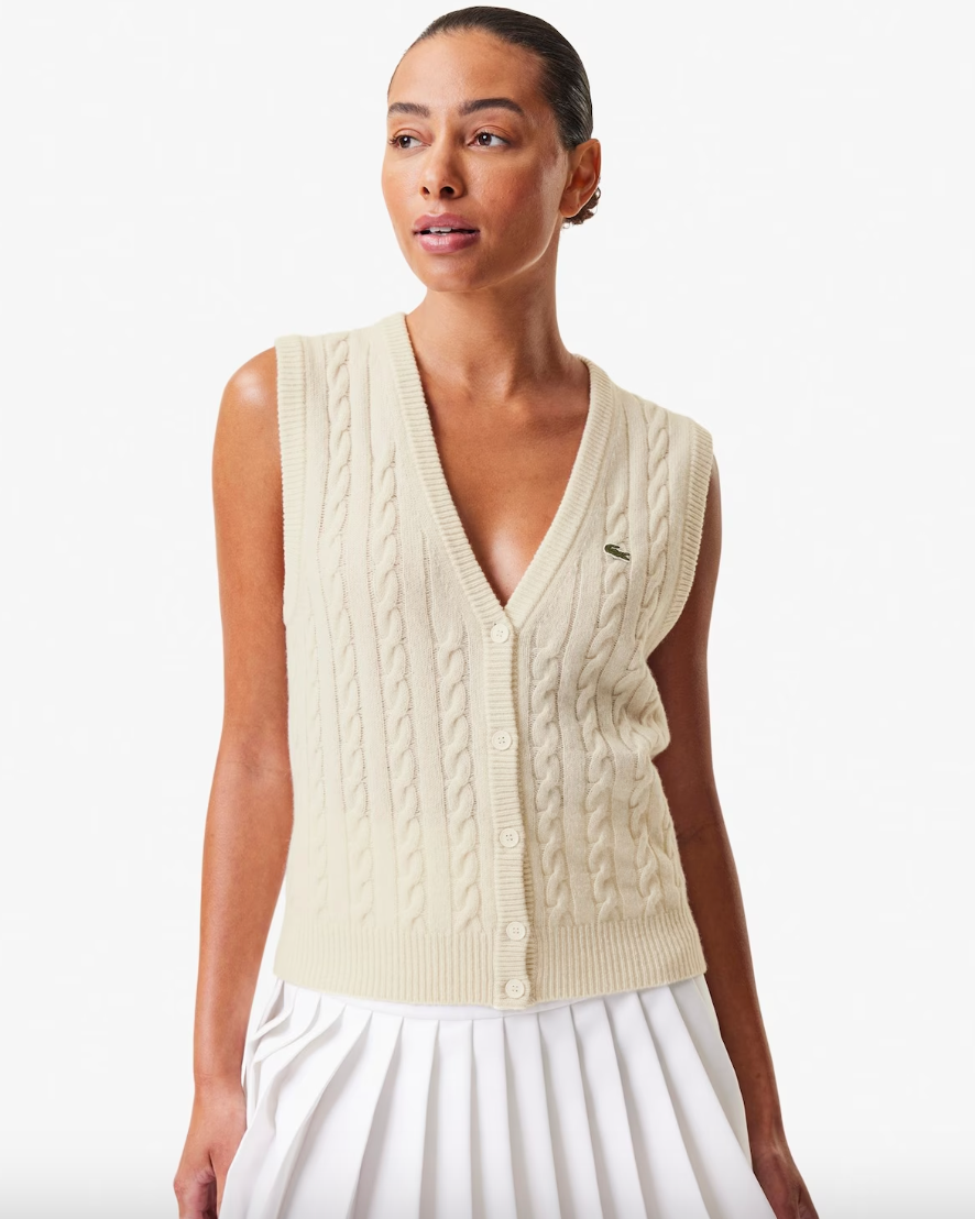 Lacoste x Bandier Sweater Vest in Ivory