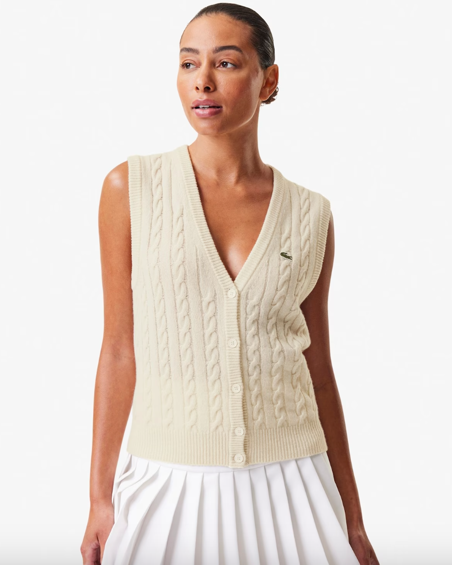 Lacoste x Bandier Sweater Vest in Ivory - FINAL SALE