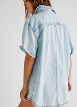 Load image into Gallery viewer, Free People The Short of It Denim Top in Light Vintage - FINAL SALE