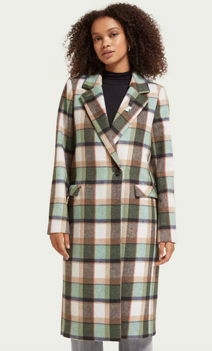 Scotch & Soda Single-breasted Wool-blended Checked Coat - FINAL SALE