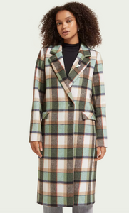 Scotch & Soda Single-breasted Wool-blended Checked Coat