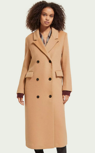 Scotch & Soda Double-breasted Wool Coat in Camel