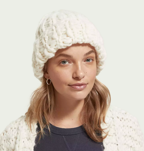 Scotch and Soda Chunky Knit Beanie in Soft Ice