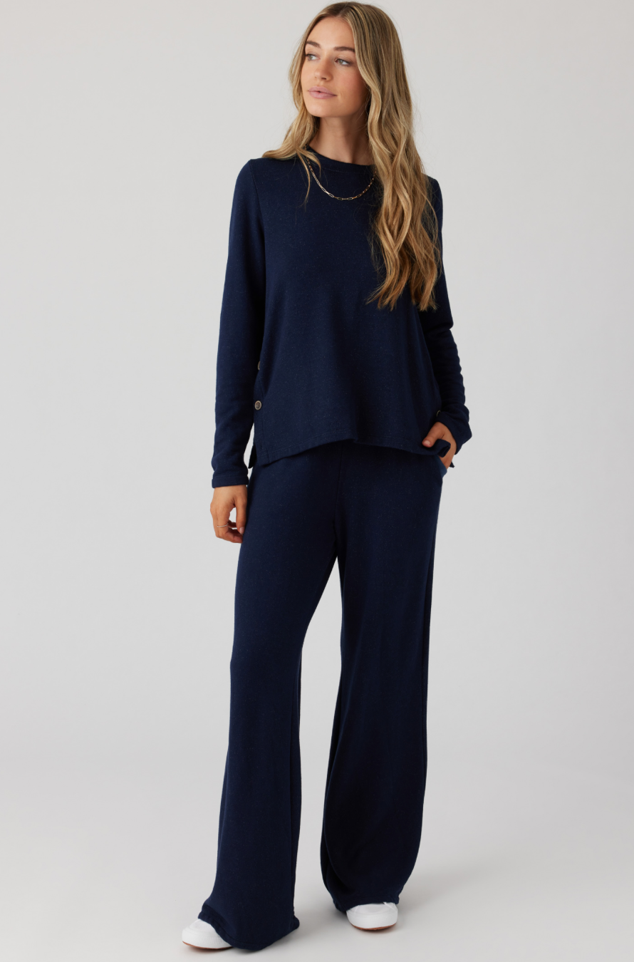 Sol Angeles Brushed Boucle Sailor Pant in Indigo