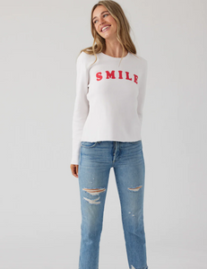 Sol Angeles Smile Crop Pullover in Ecru