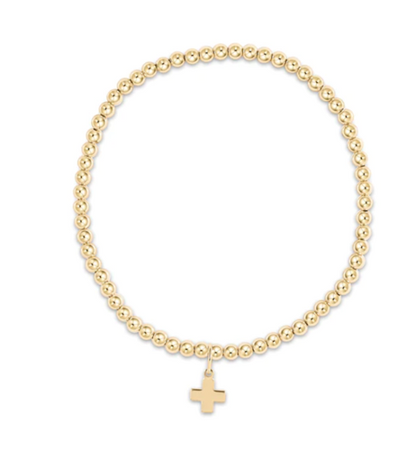 enewton Classic Gold 3mm Bead Bracelet - Signature Cross Gold Charm