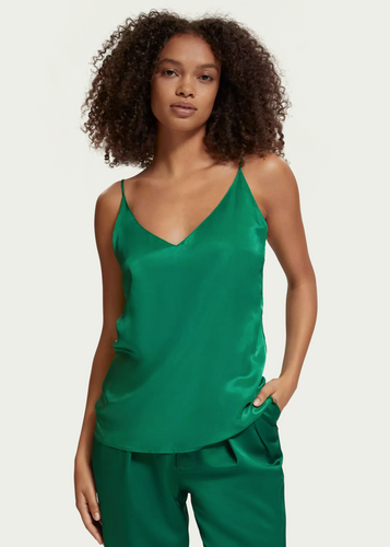 Scotch and Soda V-neck Jersey Tank Top in Green - FINAL SALE